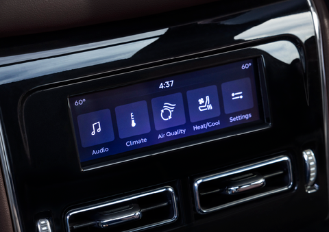 Driver controls like music, temperature, air quality, settings, and heat/cool seats are shown. | Holmes Tuttle Lincoln in Tucson AZ