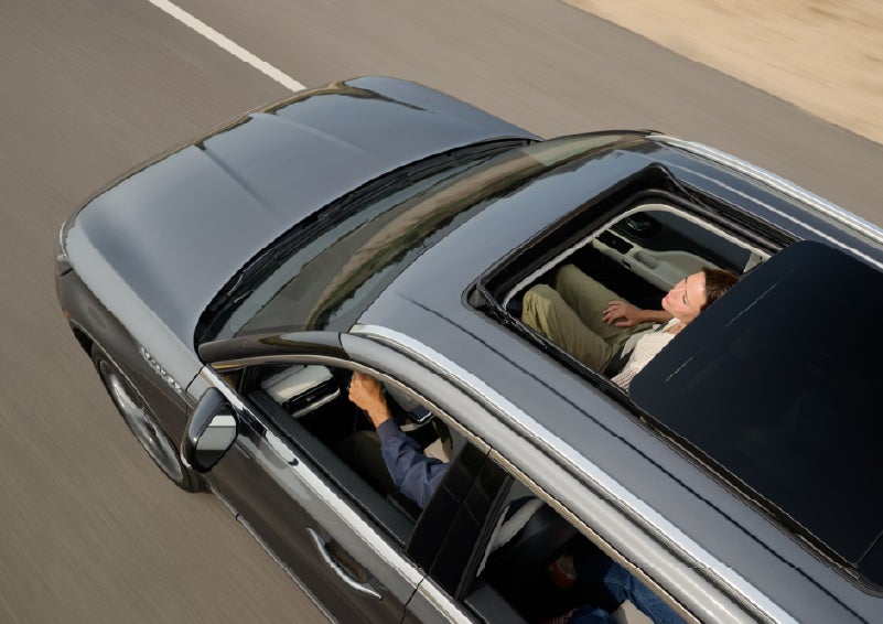 The available panoramic Vista Roof® of a 2027 Lincoln Aviator® SUV is open. | Holmes Tuttle Lincoln in Tucson AZ